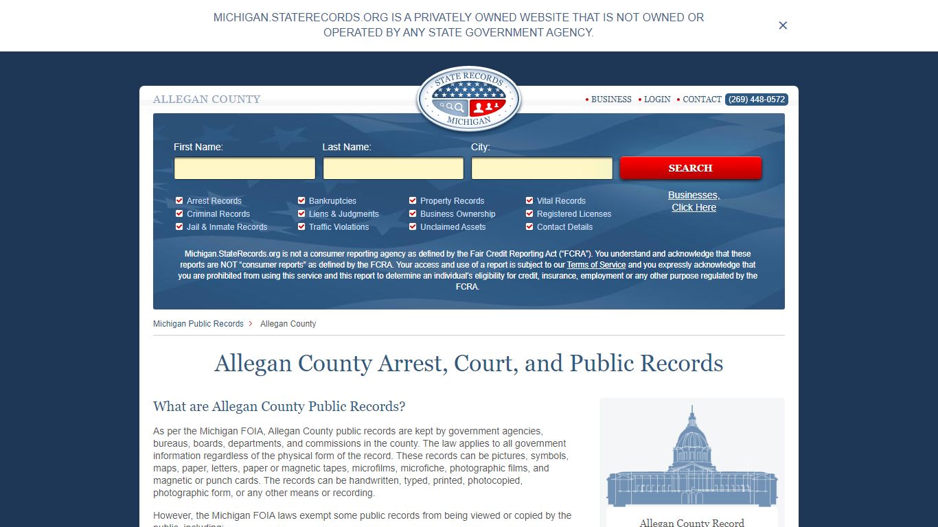 Allegan County Arrest, Court, and Public Records